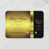 Carte De Visite Or glamour et noir avec strass chatoyants (Dos)