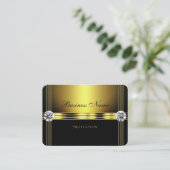 Carte De Visite Or glamour et noir avec strass chatoyants (Debout devant)