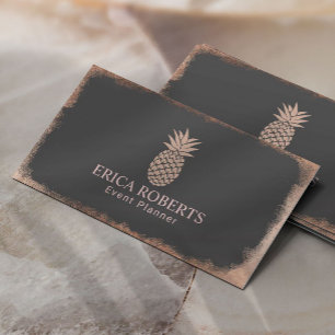 Carte De Visite Or gris et rose d'ananas moderne