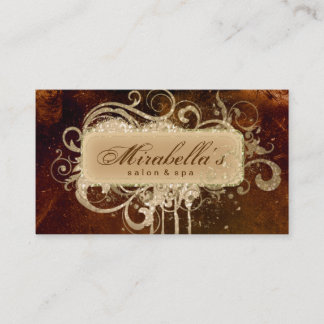 Carte De Visite Or grunge de brun de spa de salon de parties
