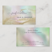 Carte De Visite Or holographique moderne signature abstraite (Devant / Derrière)