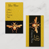 CARTE DE VISITE OR HONEY BEE / BEEKEEPER BEEKEEPER MONOGRAM (Devant / Derrière)