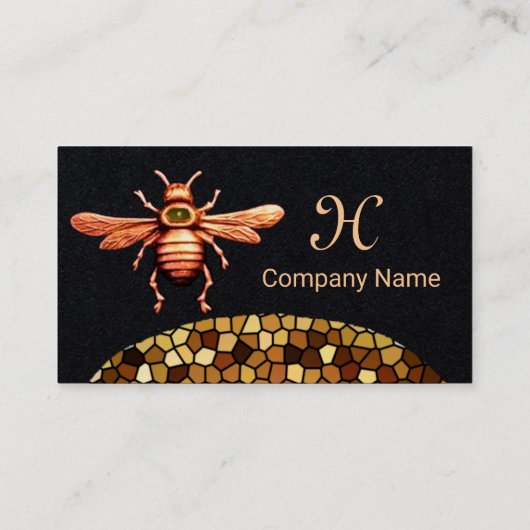 Carte De Visite OR HONEY BEE, BEEKEEPER BEEKEEPER MONOGRAM Noir (Dos)