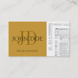 Carte De Visite Or jaune du monogramme 1040 de comptable d'impôts