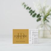 Carte De Visite Or jaune du monogramme 1040 de comptable d'impôts (Debout devant)