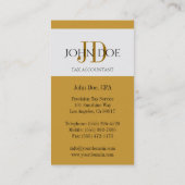 Carte De Visite Or jaune du monogramme 1040 de comptable d'impôts (Dos)