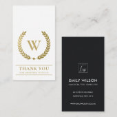 CARTE DE VISITE OR LAUREL WREATH INITIAL LOGO MERCI D'AFFAIRES (Devant / Derrière)