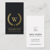 CARTE DE VISITE OR LAUREL WREATH INITIAL LOGO MERCI D'AFFAIRES (Devant / Derrière)