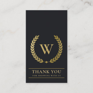 CARTE DE VISITE OR LAUREL WREATH INITIAL LOGO MERCI D'AFFAIRES