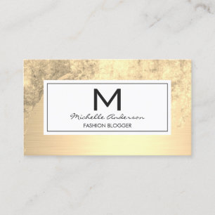 Carte De Visite Or luxe brossé aquarelle avec monogramme