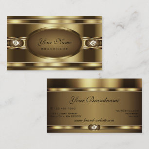 Carte De Visite Or Luxueux Brun avec Diamants à Étincelle Noble