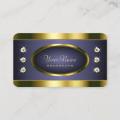 Carte De Visite Or luxueux et bleu foncé avec strass Faux (Devant)