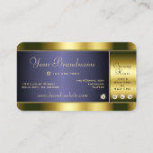 Carte De Visite Or luxueux et bleu foncé avec strass Faux (Dos)