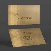 Carte De Visite Or métal brossé monogrammé élégant