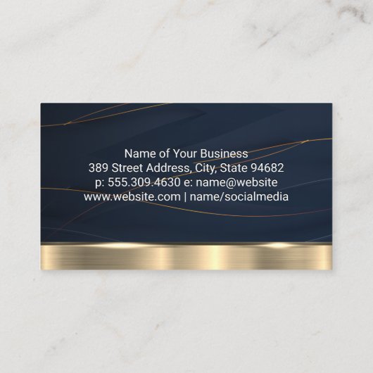 Carte De Visite Or métal lignes Arrière - plan bleu foncé (Dos)