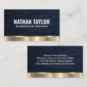 Carte De Visite Or métal lignes Arrière - plan bleu foncé (Devant / Derrière)