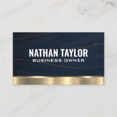 Carte De Visite Or métal lignes Arrière - plan bleu foncé (Devant)