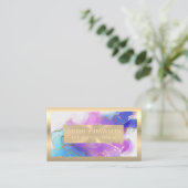 Carte De Visite Or métallique | Aquarelle Gold Foil (Debout devant)