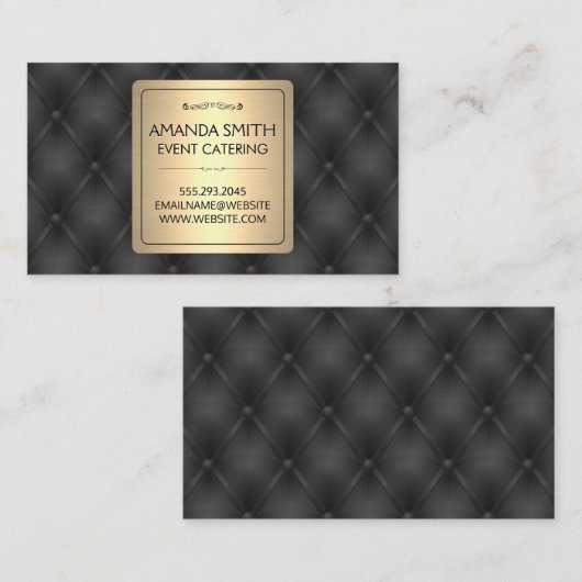Carte De Visite Or métallique | Arrière - plan d'Upholstery en cui (Devant / Derrière)