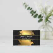 Carte De Visite Or métallique | Arrière - plan Gold Foil Specks (Debout devant)