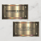 Carte De Visite Or métallique brossé | Bordure métallique | Vis (Devant / Derrière)