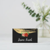 Carte De Visite Or métallique brossé Élégant Rose (Debout devant)