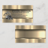 Carte De Visite Or métallique | Camion de construction et maison (Devant / Derrière)