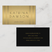 Carte De Visite Or métallique chic avec des rayures subtiles (Devant / Derrière)