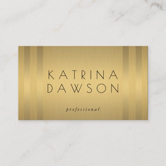 Carte De Visite Or métallique chic avec des rayures subtiles (Devant)