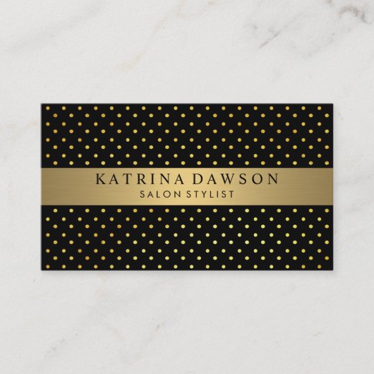 Carte De Visite Or métallique chic avec Pois (Devant)