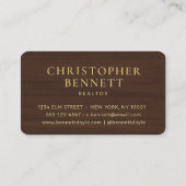 Carte De Visite Or métallique de luxe sur bois d'acajou (Dos)