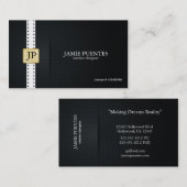 Carte De Visite Or métallique de platine et design d'intérieur (Devant / Derrière)