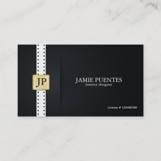 Carte De Visite Or métallique de platine et design d'intérieur (Devant)