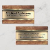 Carte De Visite Or métallique | Découpe en bois (Devant / Derrière)