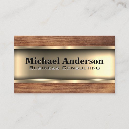 Carte De Visite Or métallique | Découpe en bois (Devant)