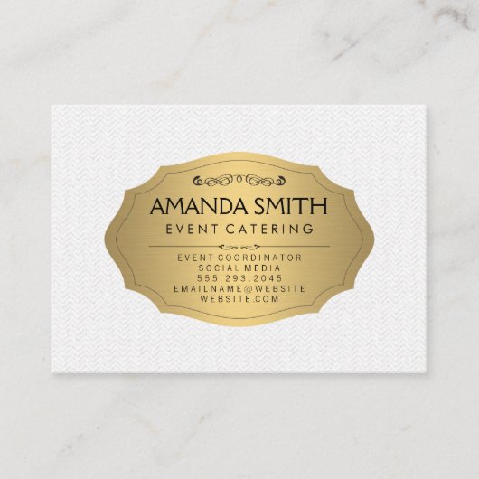 Carte De Visite Or métallique élégant avec Motif ondulé subtil (Devant)