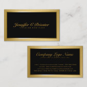 Carte De Visite Or Métallique Élégant Et Noir (Devant / Derrière)