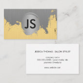 Carte De Visite Or métallique et argent brossé / Monogramme (Devant / Derrière)