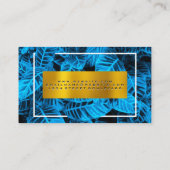 Carte De Visite Or métallique | Feuilles bleus tropicaux (Dos)