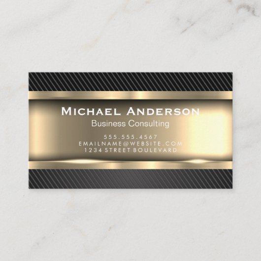 Carte De Visite Or métallique | Fibre de carbone (Devant)