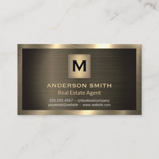 Carte De Visite Or métallique foncé | Texture brillante (Devant)