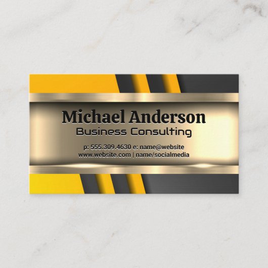 Carte De Visite Or métallique | Jaune noir industriel (Devant)