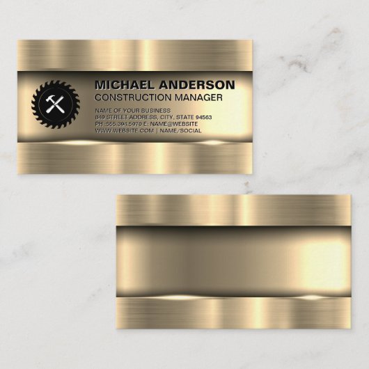 Carte De Visite Or métallique | Logo de construction (Devant / Derrière)