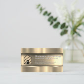 Carte De Visite Or métallique | Logo de la maison (Debout devant)