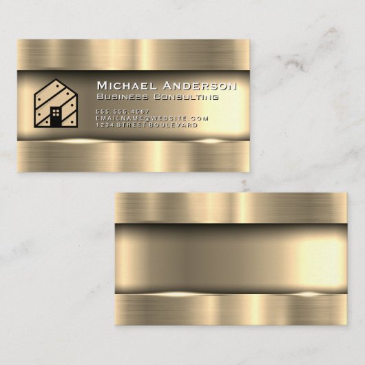 Carte De Visite Or métallique | Logo de la maison (Devant / Derrière)