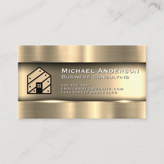 Carte De Visite Or métallique | Logo de la maison (Devant)