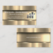 Carte De Visite Or métallique | Logo du graphique de la barre de f (Devant / Derrière)