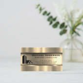 Carte De Visite Or métallique | Logo immobilier (Debout devant)