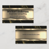 Carte De Visite Or métallique | Marbre noir (Devant / Derrière)