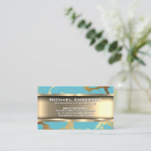 Carte De Visite Or métallique | Marbre Turquoise or (Debout devant)